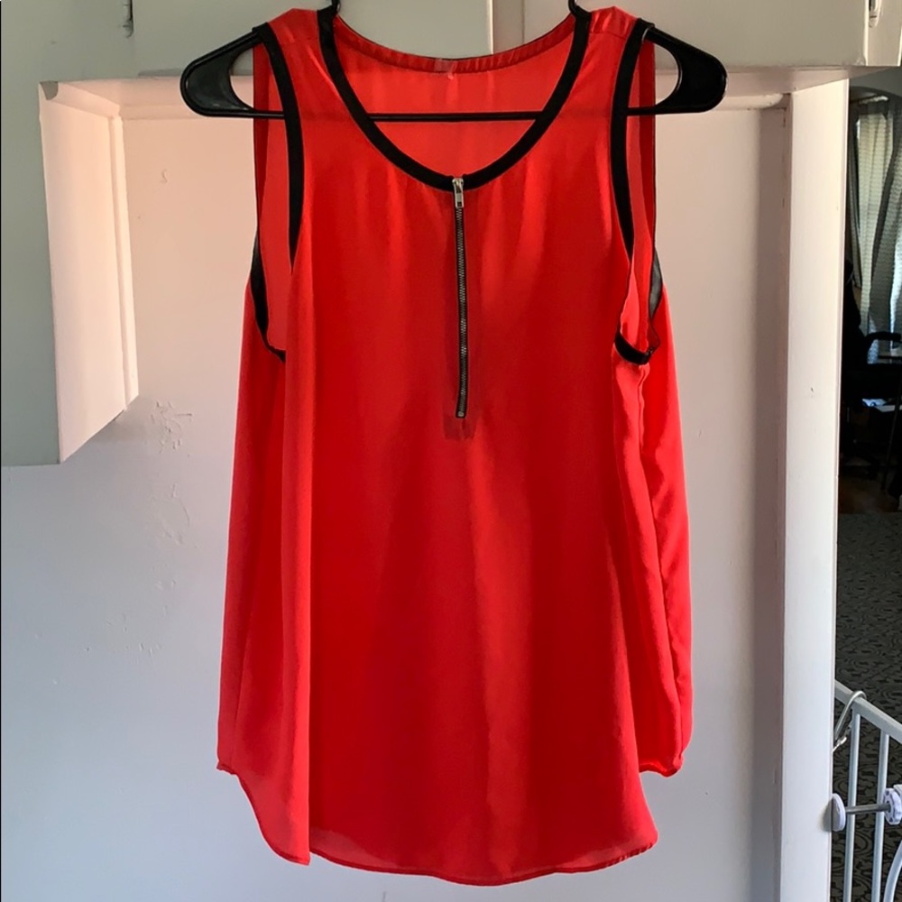 Women’s Tank with Black “Leather” Trim